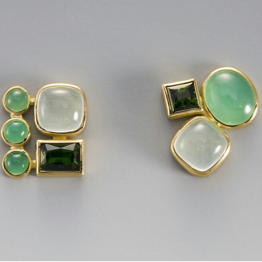 Vintage Green & White Crystal Earrings-Lydieannejewelry