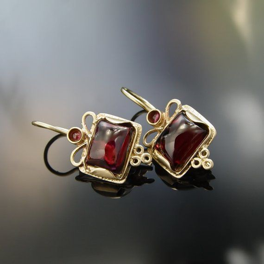 Vintage Red Crystal Earrings-Lydieannejewelry