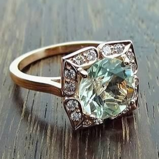 Vintage Glass Square Bright Ring-Lydieannejewelry