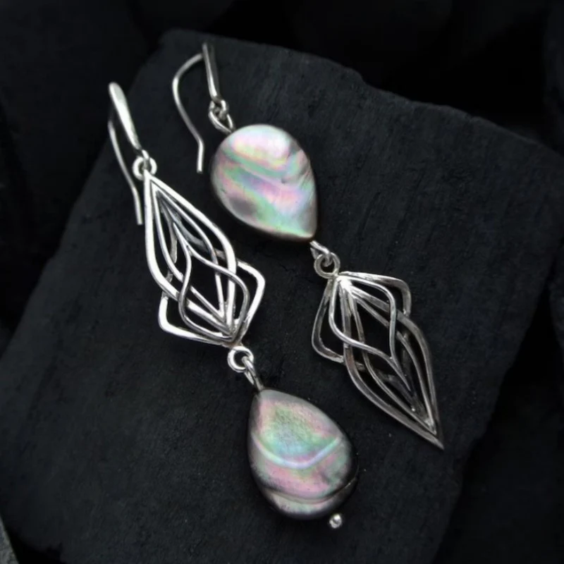 Vintage Moonstone Dark Earrings-Lydieannejewelry