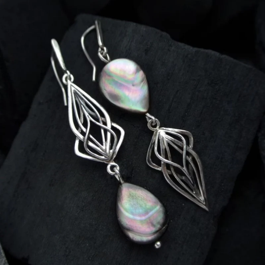Vintage Moonstone Dark Earrings-Lydieannejewelry