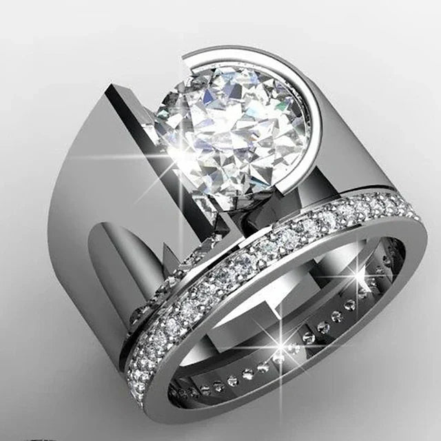 Vintage Bright Zirconia Silvered Ring-Lydieannejewelry