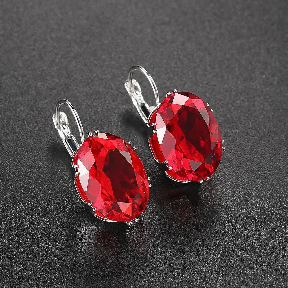 Classic Red Gemstone Earrings-Lydieannejewelry