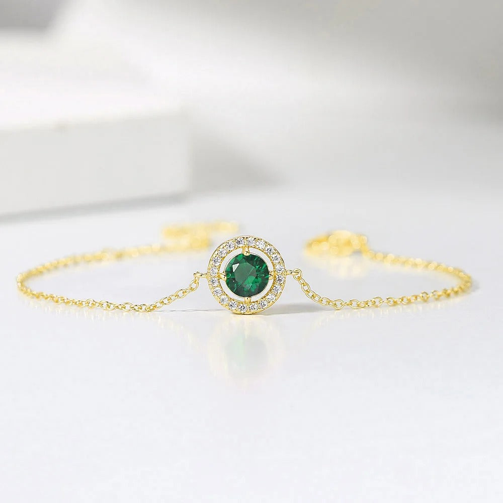 Vintage Gold Green Crystal & Pave Border Bracelet-Lydieannejewelry