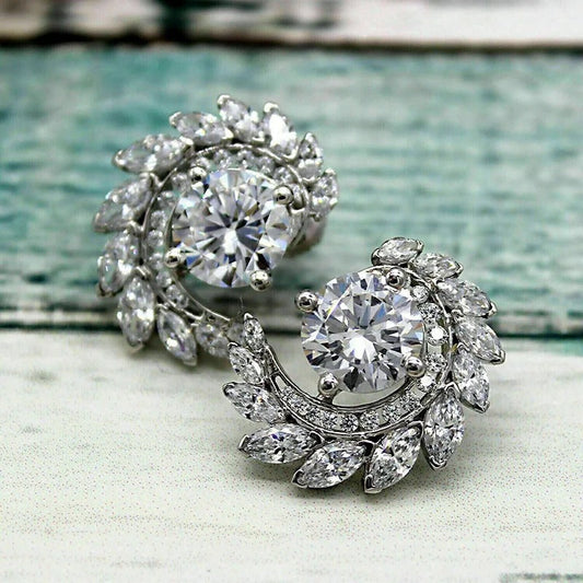 Vintage Silver Wreath Stud Earrings-Lydieannejewelry