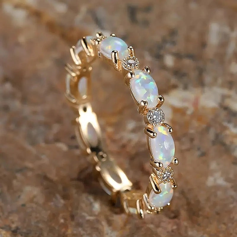 Vintage Gold Opal Eternity Ring-Lydieannejewelry