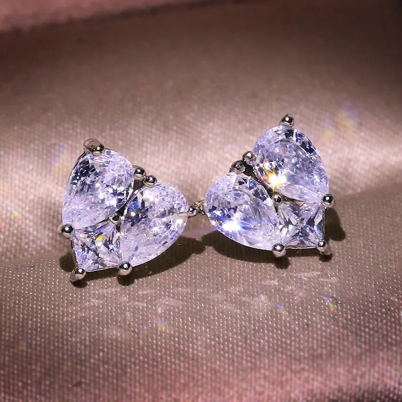 Timeless Heart-Shaped Brilliant Gemstone Sparkle Earrings-Lydieannejewelry