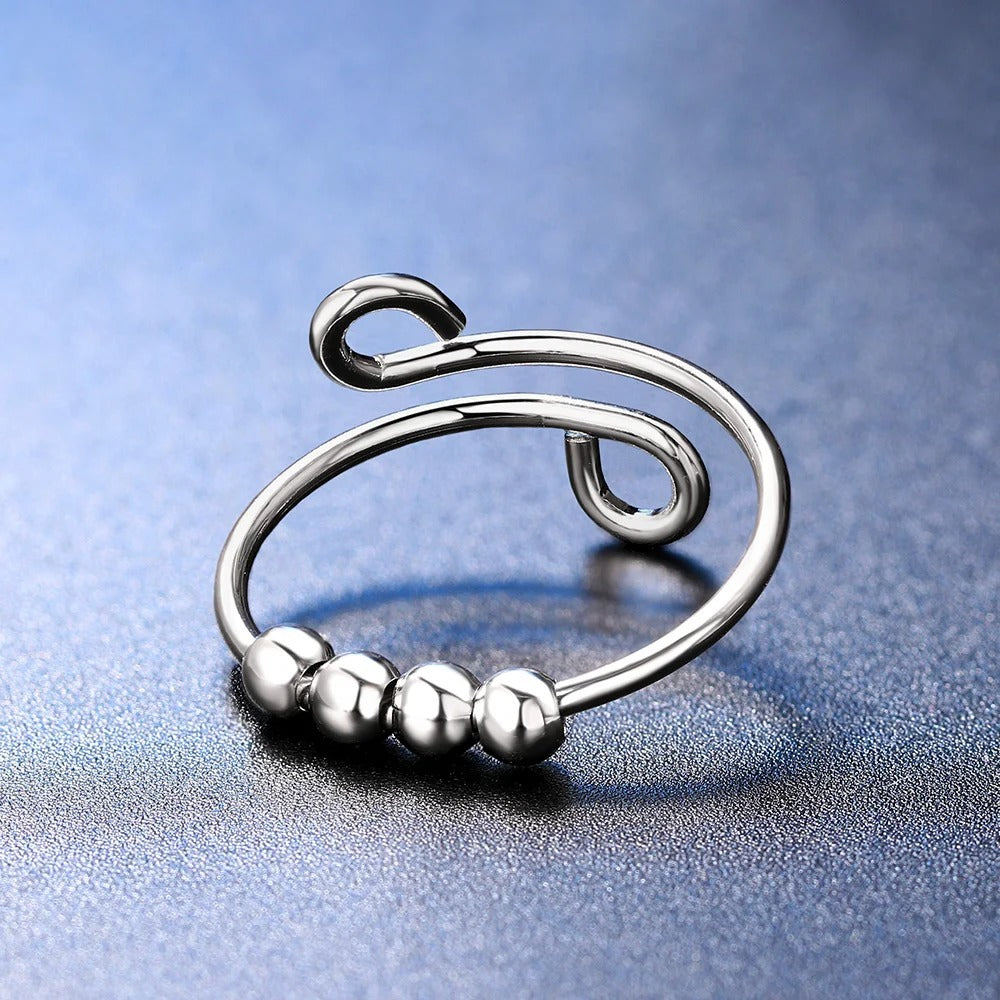 Vintage Silver Minimalist Swirl Adjustable Ring-Lydieannejewelry