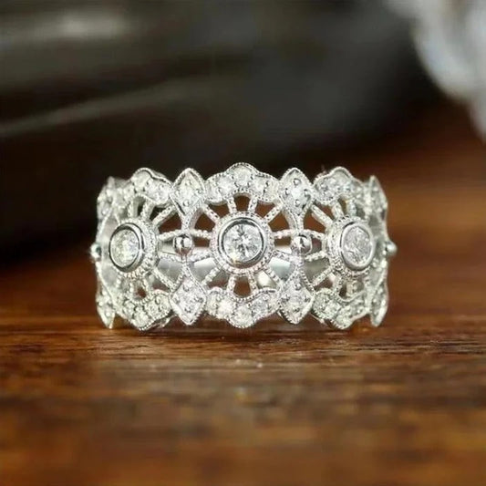 Vintage Silver Mandala Filigree Ring-Lydieannejewelry