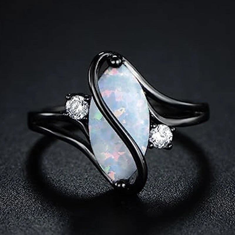 Vintage Black & Opal Twist Ring-Lydieannejewelry