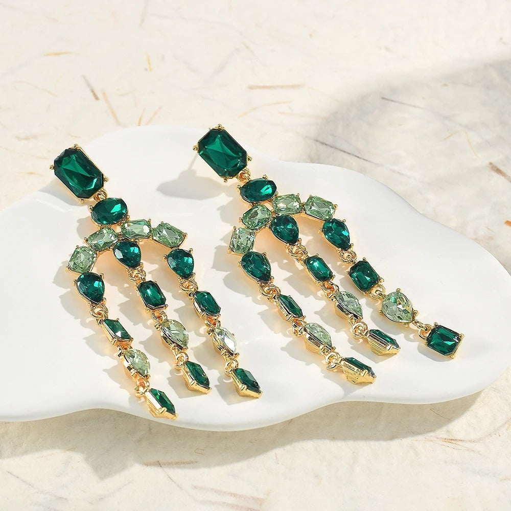 Vintage Green & Teal Gemstone Earrings-Lydieannejewelry