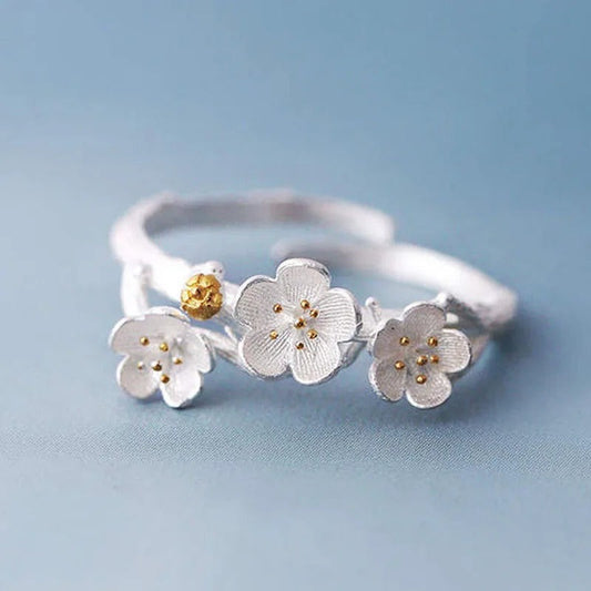 Vintage Silver Floral Adjustable Ring-Lydieannejewelry