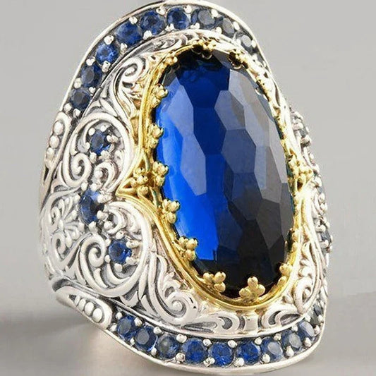 Vintage Silver Blue Royal Ring-Lydieannejewelry