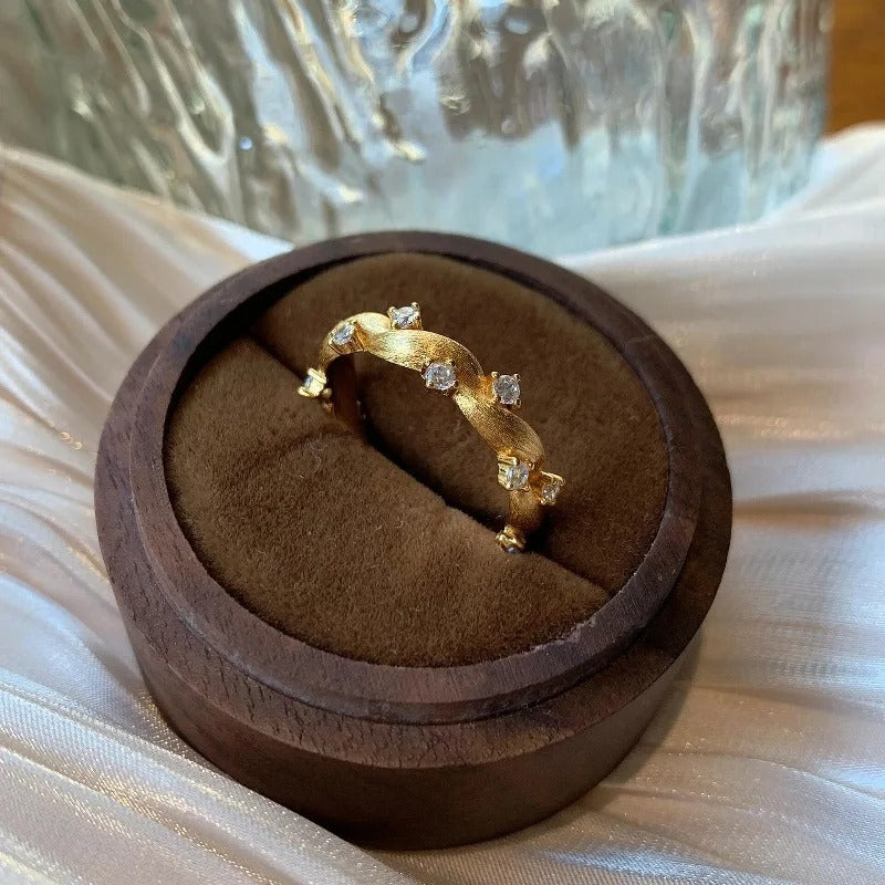 Vintage Gold & Diamond Wave Vine Adjustable Ring-Lydieannejewelry