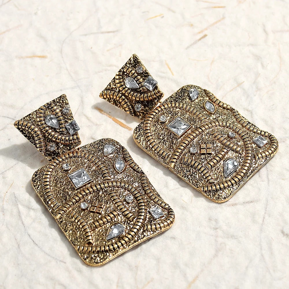 Vintage Silver & Gold Crystal Earrings-Lydieannejewelry