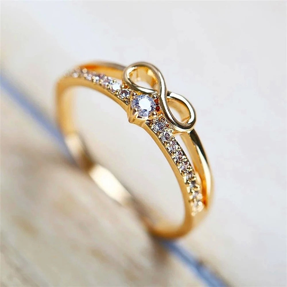 Gold Crystal Infinity Ring-Lydieannejewelry