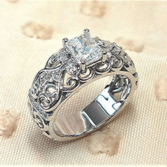Vintage Silver Marquise Crystal Ring-Lydieannejewelry
