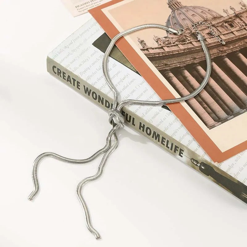 Silver Rope Twisted Knot Design Necklace-Lydieannejewelry