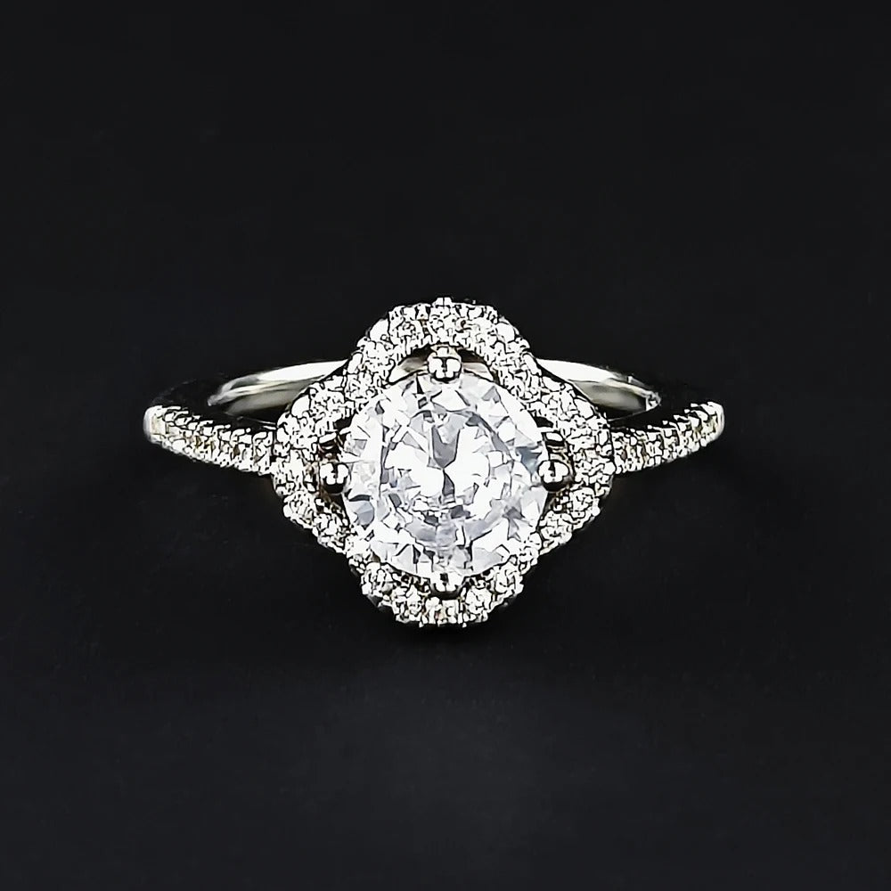 Vintage Silver & Floral Gemstone Diamond Ring-Lydieannejewelry