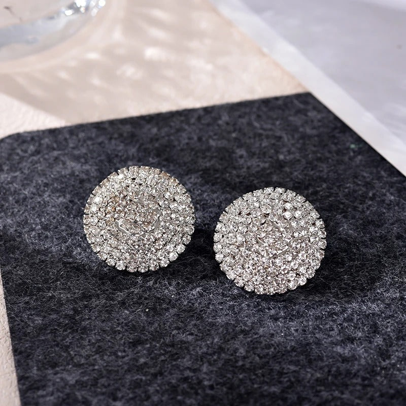 Vintage Silver Crystal Stud Earrings-Lydieannejewelry