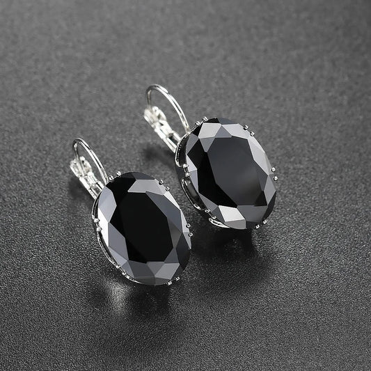 Classic Black Gemstone Earrings-Lydieannejewelry