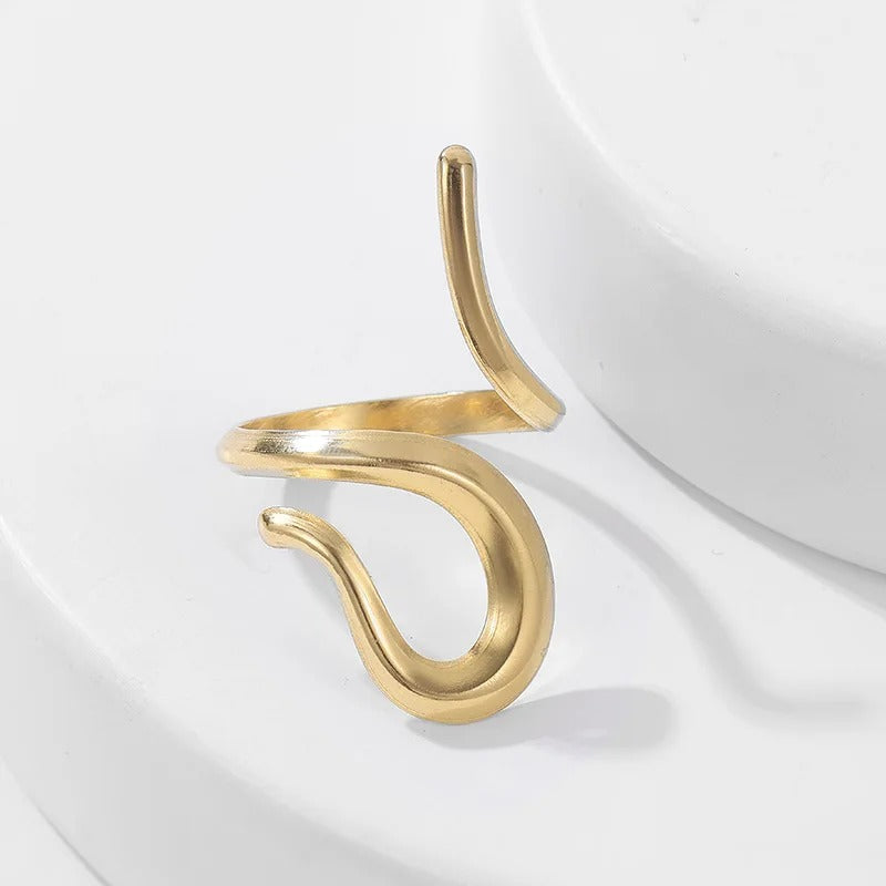 Gold Abstract Twisted Design Open Ring-Lydieannejewelry