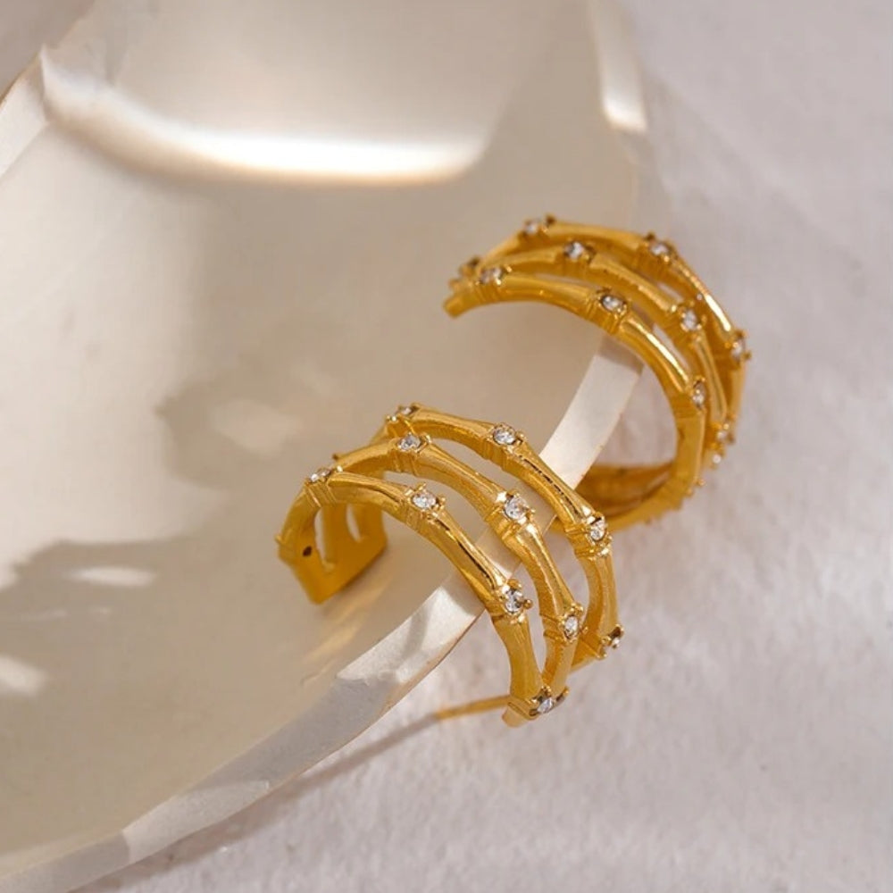 Vintage Glam Gold Hoop Earrings-Lydieannejewelry