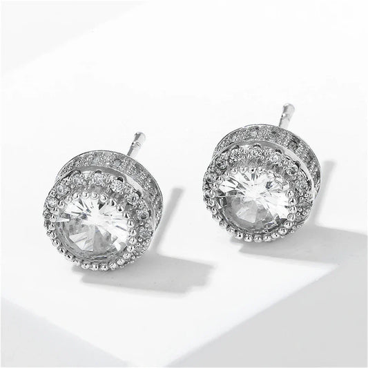 Vintage Silver Crystal Stud Earrings-Lydieannejewelry