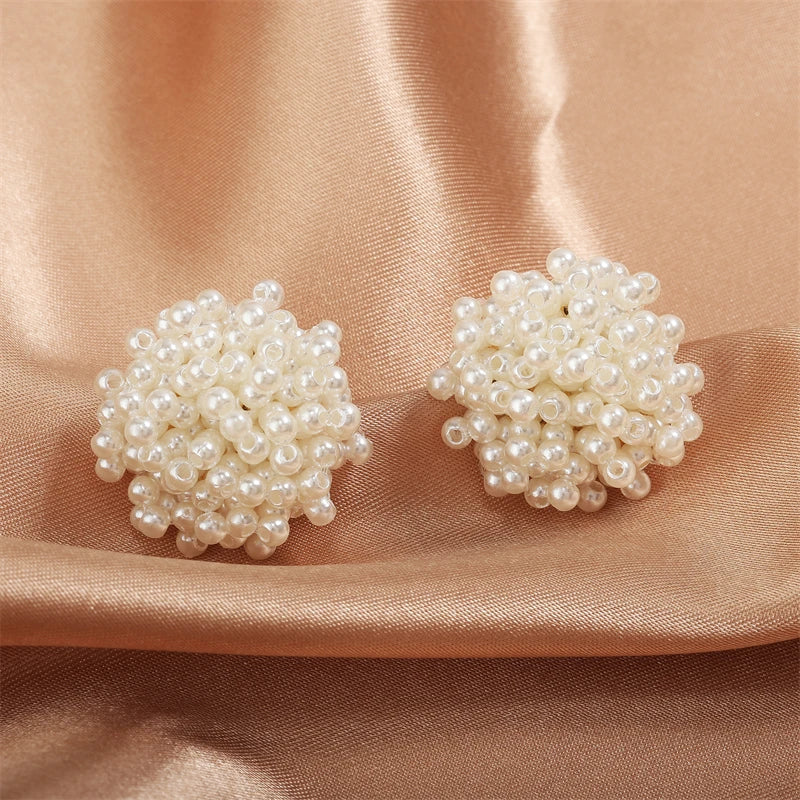 Classic Pearl Cluster Ball Earrings-Lydieannejewelry