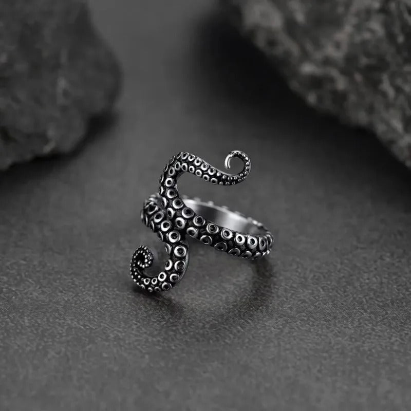 Vintage Silver Octopus Tentacle Adjustable Ring-Lydieannejewelry