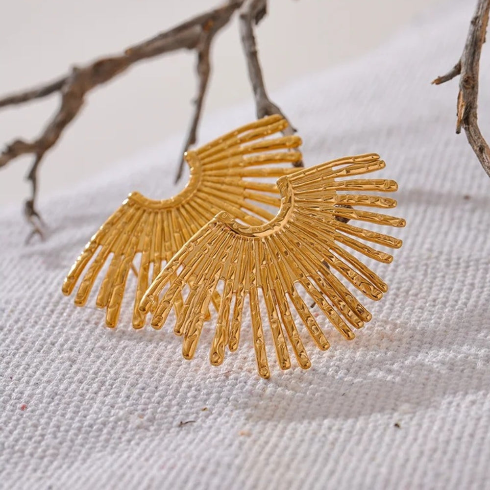 Vintage Gold Statement Sunray Earrings-Lydieannejewelry