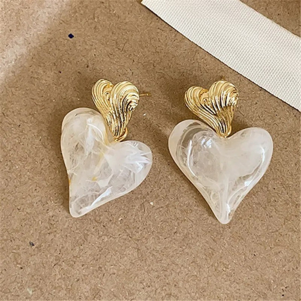 Vintage Heart Design & Swirling Gold Top Earrings-Lydieannejewelry