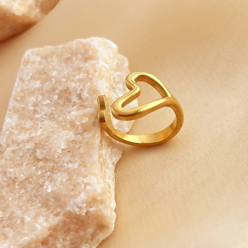 Vintage Love Symbol Gold Adjustable Ring-Lydieannejewelry