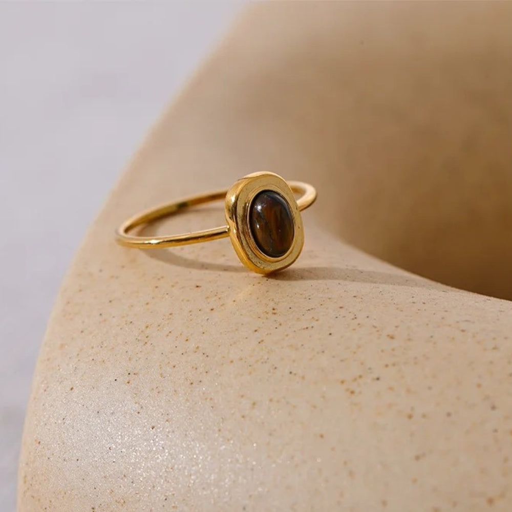 Vintage Brown Gemstone Gold Ring-Lydieannejewelry