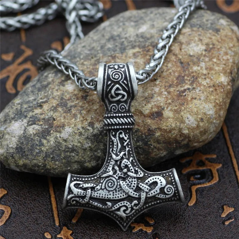 Silver Viking Thor���s Amulet Necklace-Lydieannejewelry