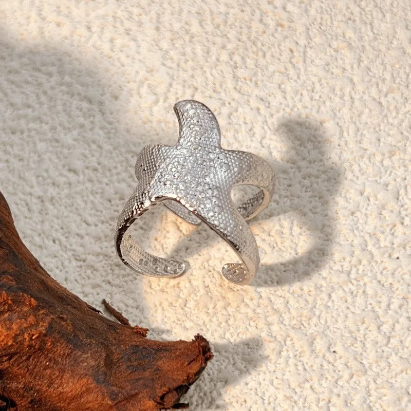 Vintage Silver Starfish Adjustable Ring-Lydieannejewelry