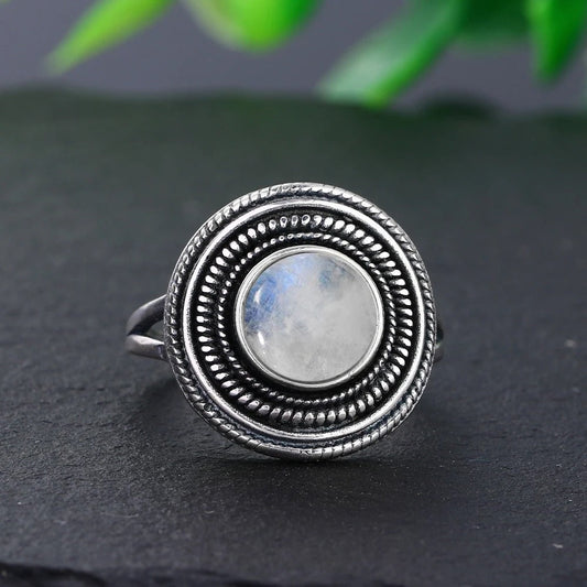 Vintage Moonstone Silver Ring-Lydieannejewelry