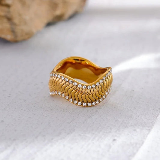 Shiny Gold Twisted Statement Ring-Lydieannejewelry