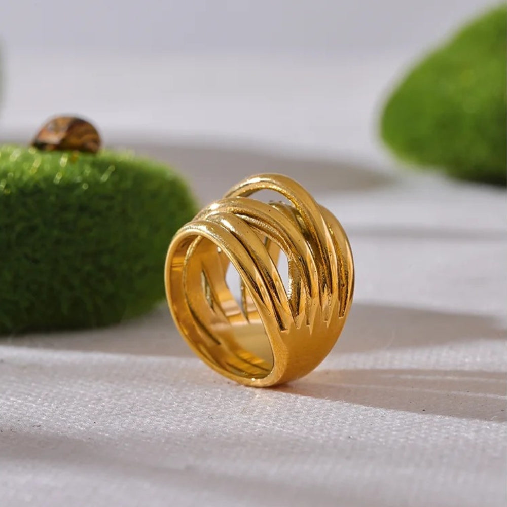 Vintage Gold Layered Band Ring-Lydieannejewelry