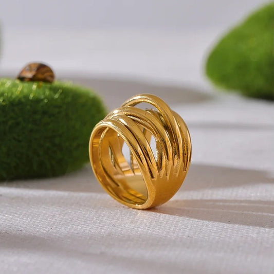 Vintage Gold Layered Band Ring-Lydieannejewelry