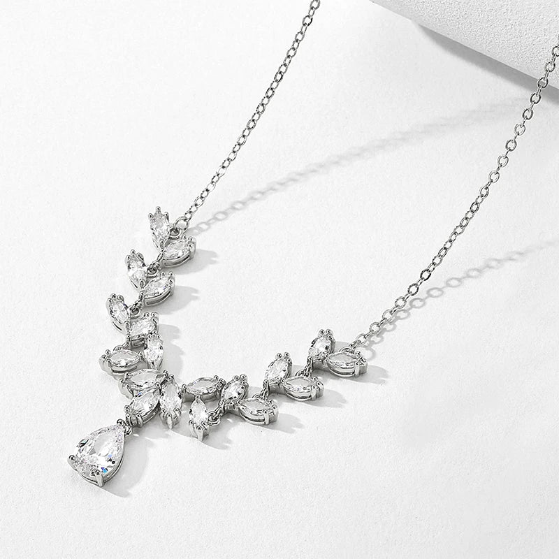 Vintage Silver Leaf Drop Necklace-Lydieannejewelry