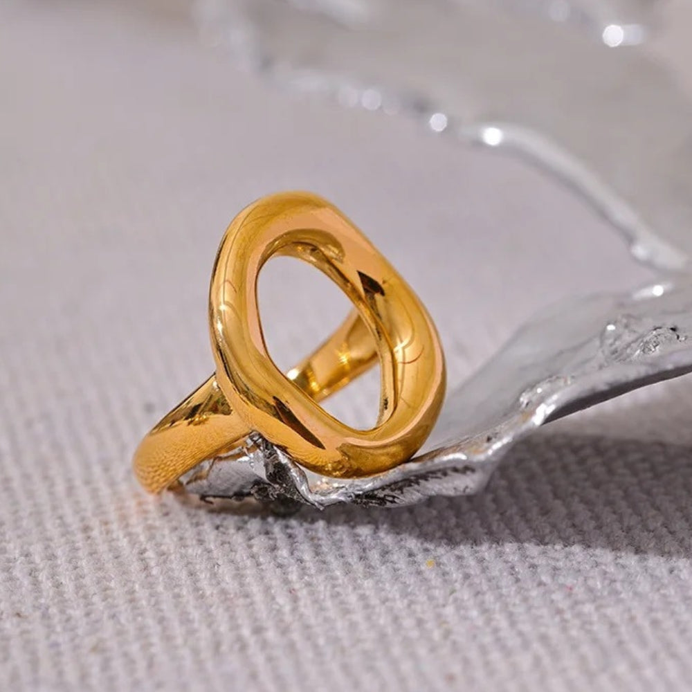 Vintage Modern Hollow Gold Ring-Lydieannejewelry