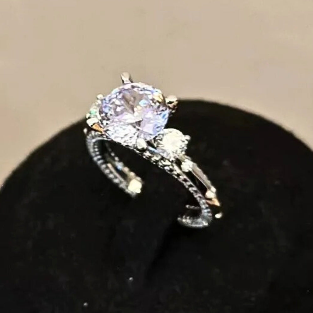 Vintage Silver Purple Gemstone Solitaire Ring-Lydieannejewelry