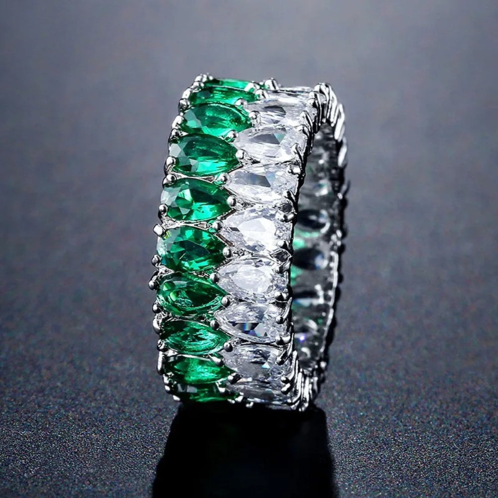 Silver Two-Tone Sparkle Gem Ring-Lydieannejewelry