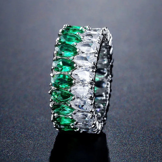 Silver Two-Tone Sparkle Gem Ring-Lydieannejewelry