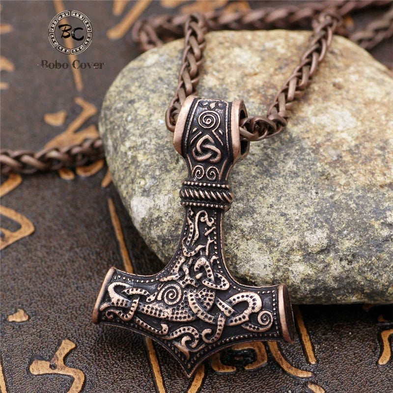 Vintage Bronze Thor's Hammer Necklace-Lydieannejewelry