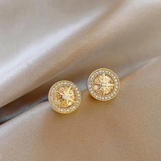 Vintage Radiant Star Gold Earrings-Lydieannejewelry
