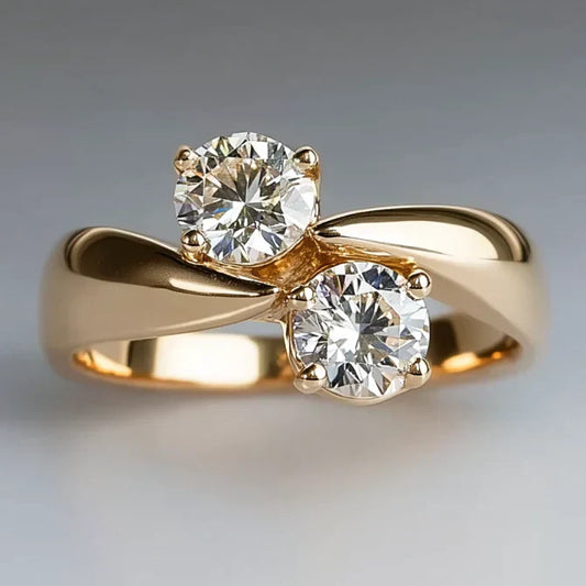 Vintage Open Sparkling Gold Ring-Lydieannejewelry