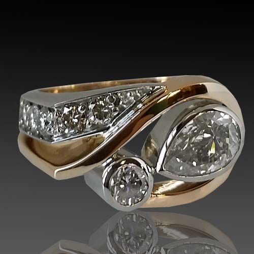 Vintage Zirconia Gold & Silver Irregular Ring-Lydieannejewelry
