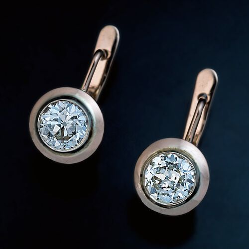 Vintage Solitaire Diamond Earrings in Rose Gold-Lydieannejewelry